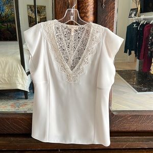 Rebecca Taylor ivory crêpe allows with embroidery